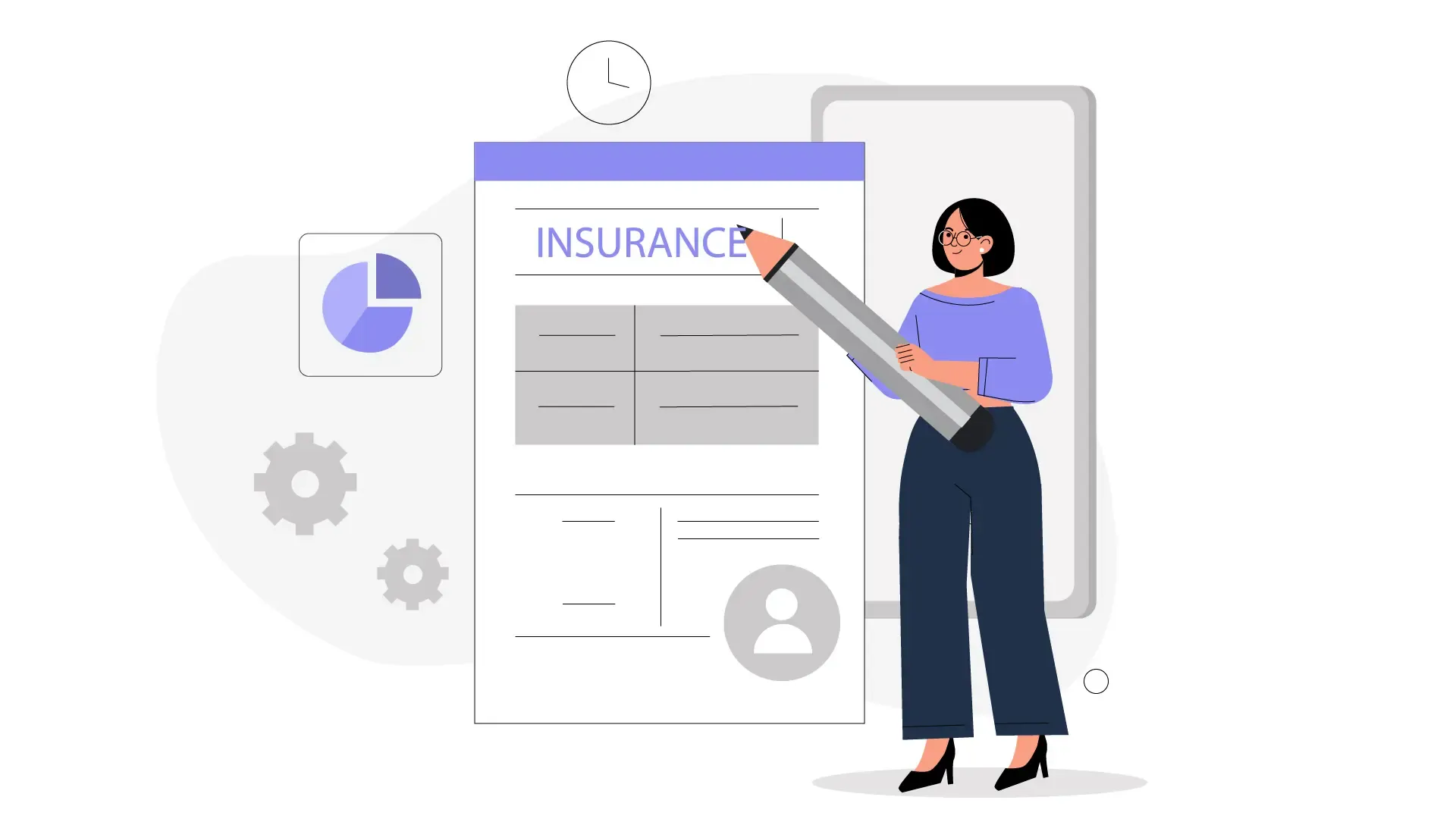 Flat 2D Illustration of a Woman Understanding Insurance Features